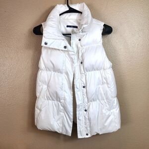 Gap Womens White Down Zip Up Puffer Vest-Size XS